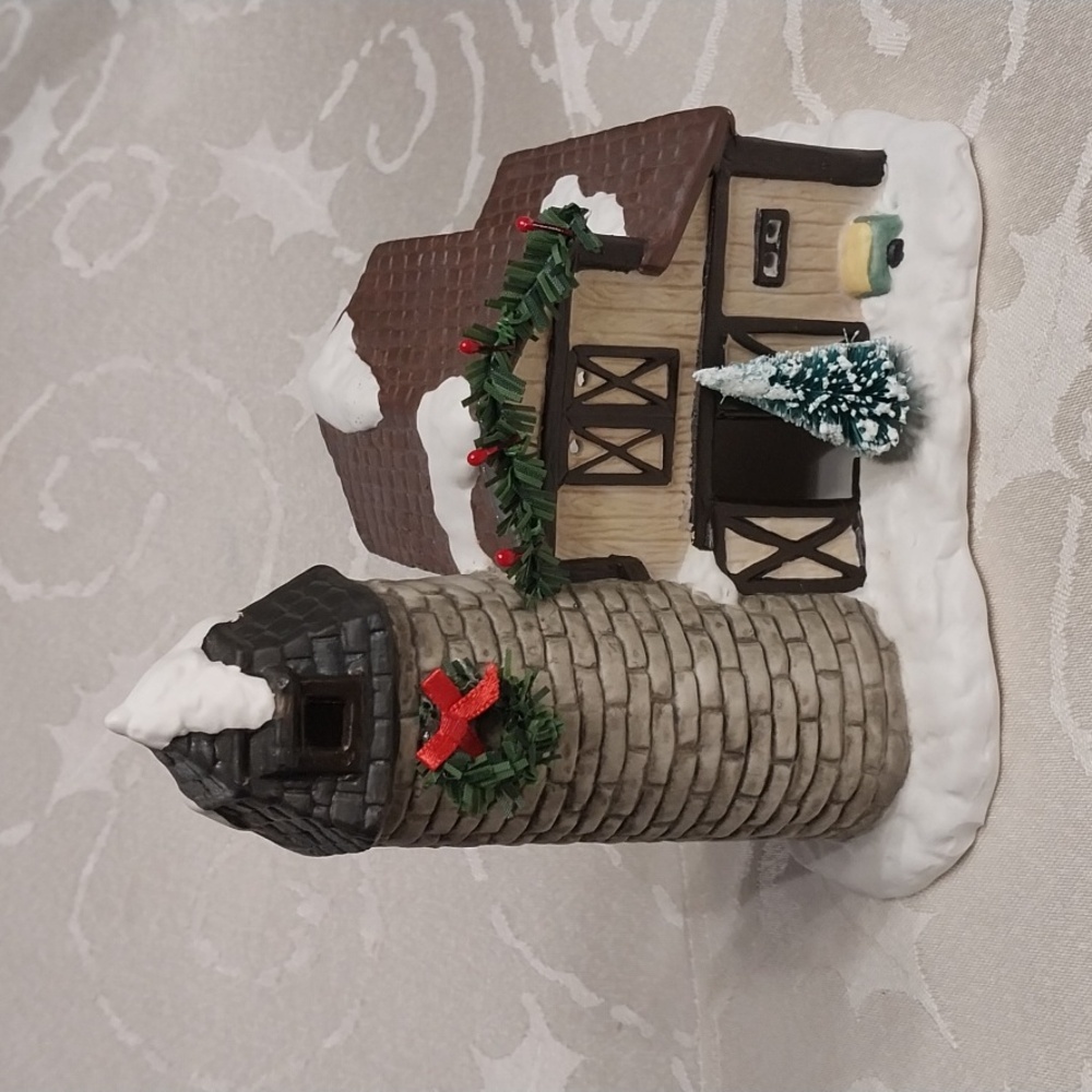 Christmas Valley Vintage 1991 Farm W/Silo Hand-Painted Porcelain Original Box